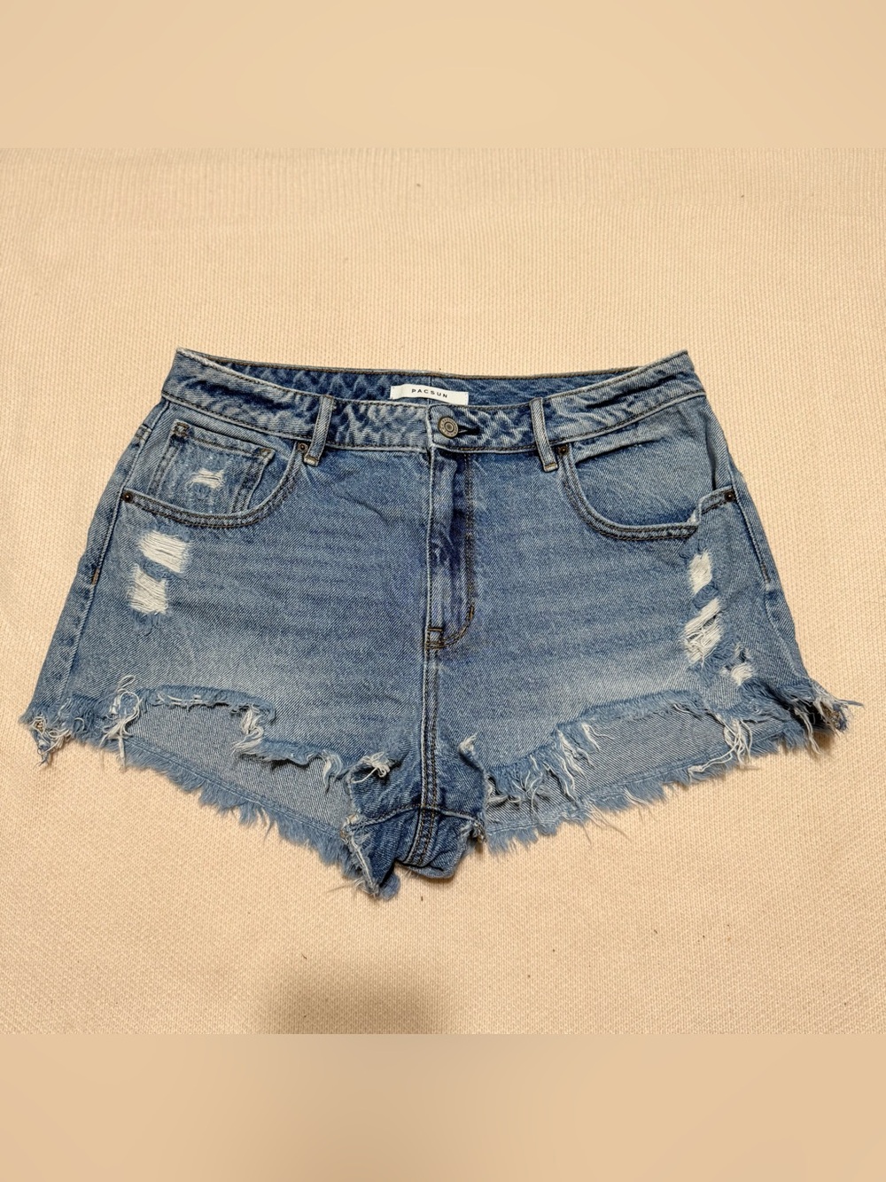 PacSun Blue‎ Distressed Jean Shorts High-Rise size 30 - Picture 2 of 11